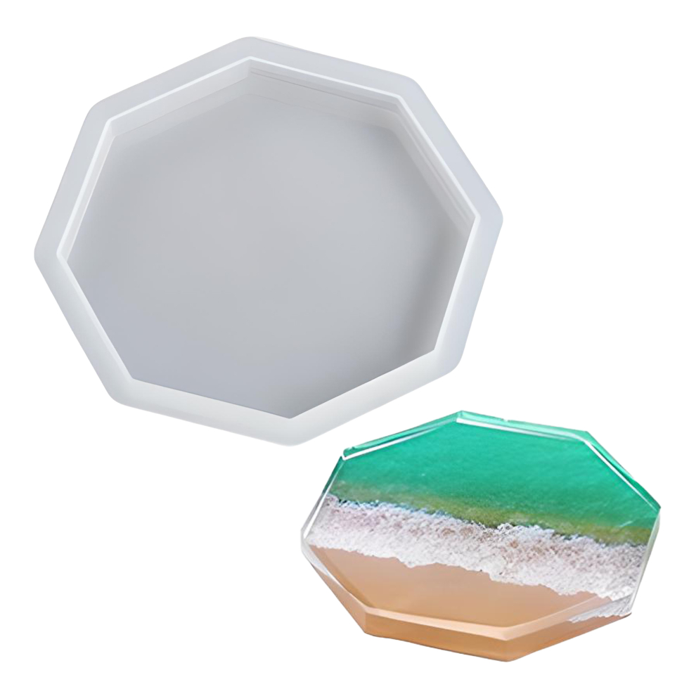 Силіконовий молд форма для виготовлення підставок для чашок келихів підсклянників з епоксидної смоли гіпсу цементу восьмикутова SKOVEN